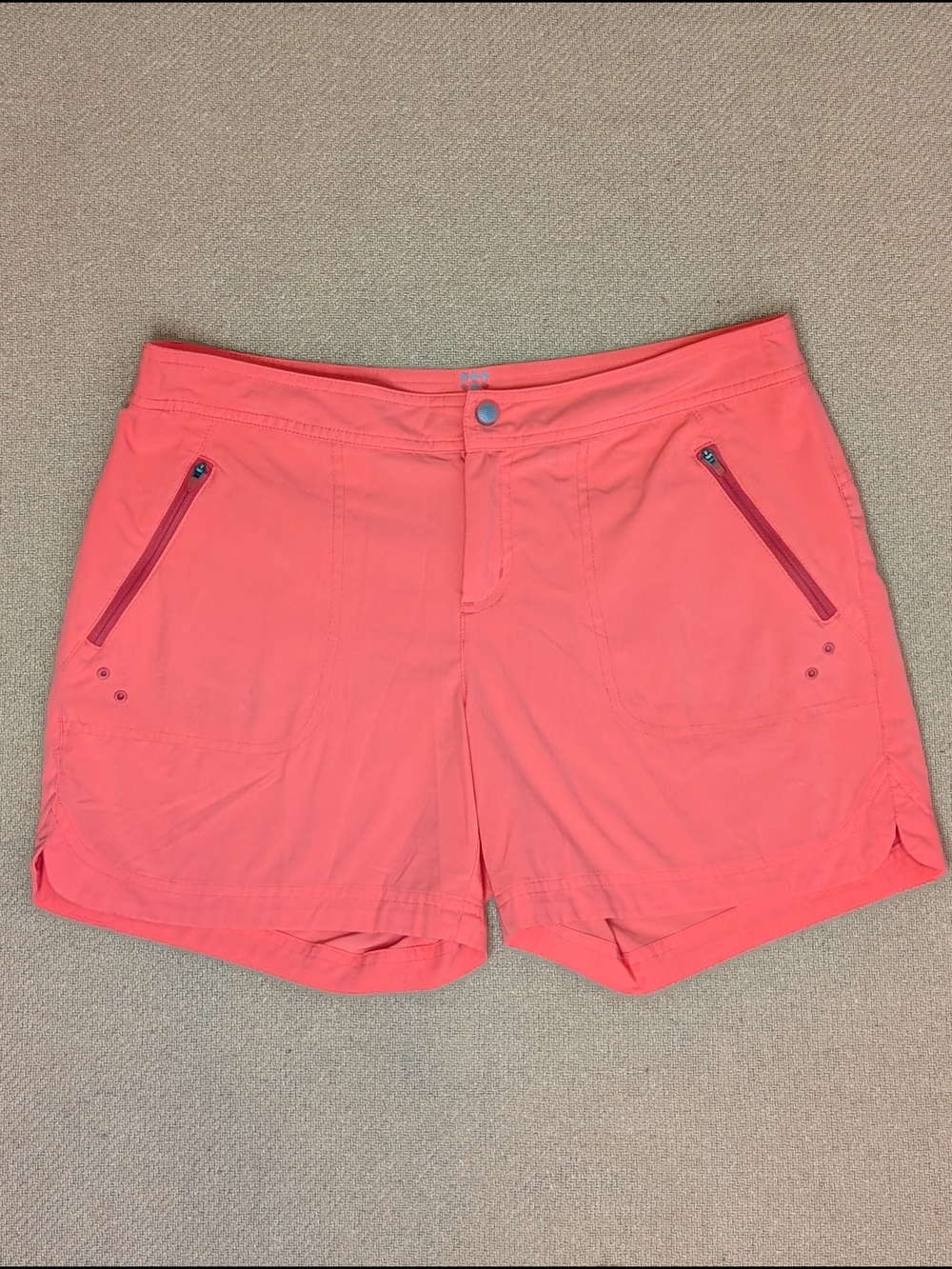 Title Nine Women's Coral Mid Rise Athletic Hiking Shorts Zipper Pockets